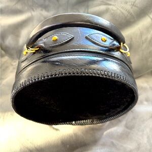 Mary Alice Palmer designer purse or hat carrier. Leather/calf fur. Cool!